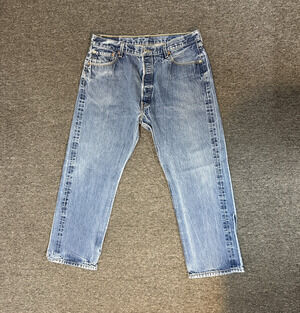 Levi's 501 Jeans 38x30 Button Fly Straight Leg Fit Blue Denim Medium Wash